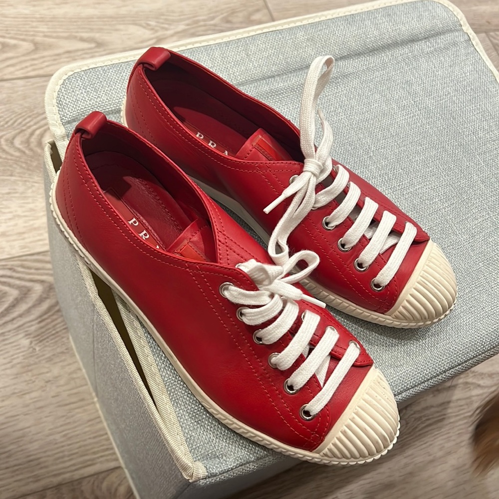 Prada Red Leather low top sneaker